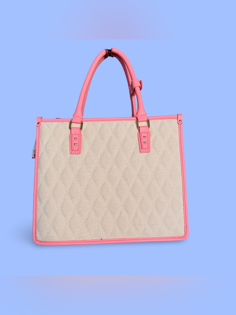 Betsey Johnson Beach Umbrellas Quilted Cream & Pink Tote Bag with Scarf Charm - Picture 3 of 6